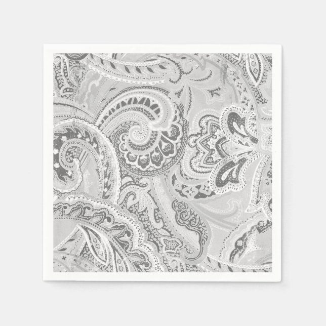 White Retro Paisley Bandanna/Bandanna Napkin (Front)