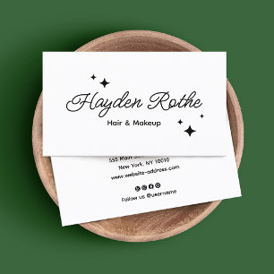 White Retro Script Beauty Salon Busines Business Card