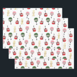 White Retro Ski Lift Gondola Winter Skiing  Wrapping Paper Sheet<br><div class="desc">Modern ski-themed gift for him and her. Retro ski lift gondola and vintage skis with poles illustration pattern for skier. Skiing,  skier,  skis,  snowboard,  snowboarding themed home decor and gifts.</div>