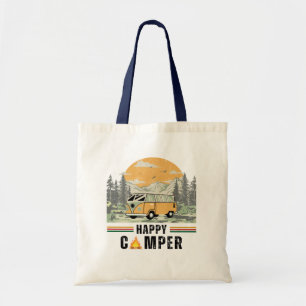 White Retro Vintage Mountain Adventure Camper Van Tote Bag
