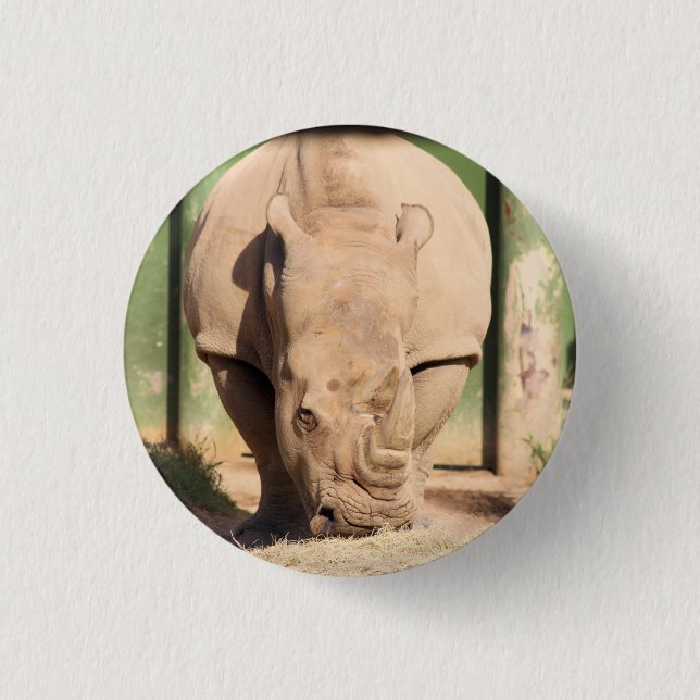 White rhino 3 cm round badge (Front)