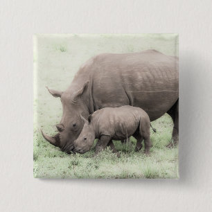 White Rhino & Baby Button