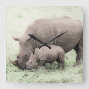 White Rhino & Baby Clock
