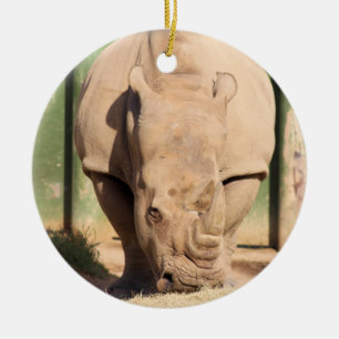 White Rhino Ceramic Tree Decoration