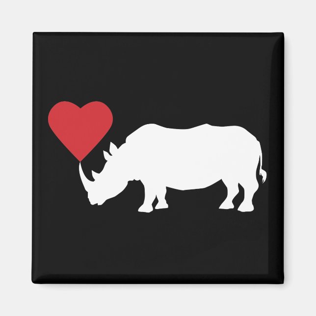 White-Rhino-With-Heart Magnet (Front)
