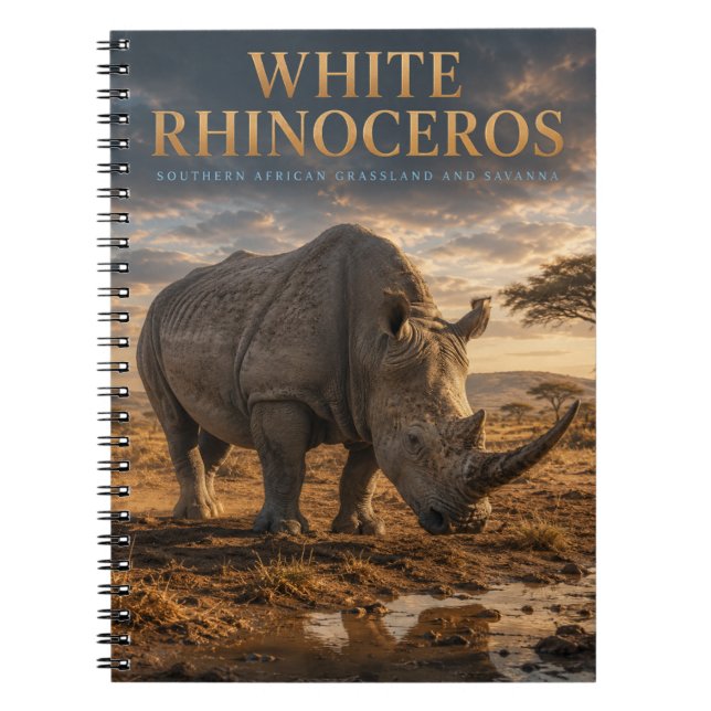 White Rhinoceros Savanna ANIMALS Notebook (Front)