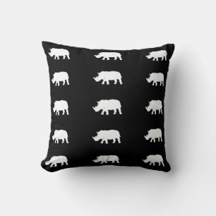 white rhinos on black cushion