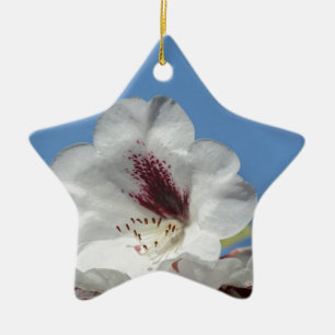 White Rhododendron with Burgundy Ceramic Tree Decoration