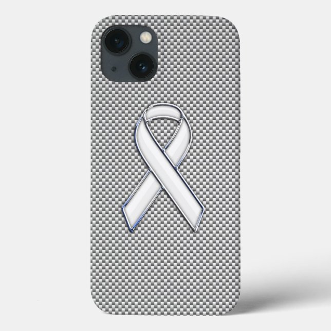 White Ribbon Awareness Carbon Fibre Print Case-Mate iPhone Case (Back)