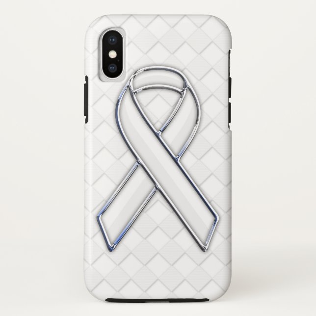 White Ribbon Awareness Checkers Style Case-Mate iPhone Case (Back)