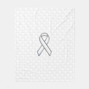White Ribbon Awareness Checkers Style Fleece Blanket
