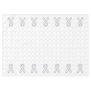 White Ribbon Awareness Checkers Style Tablecloth
