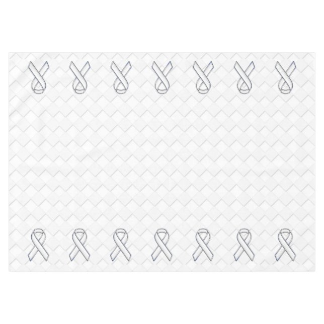 White Ribbon Awareness Checkers Style Tablecloth (Front (Horizontal))