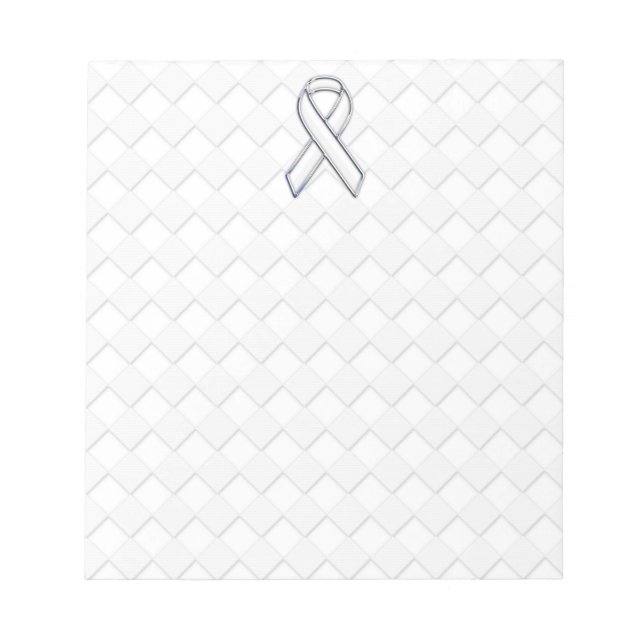 White Ribbon Awareness on Checkers Print Notepad (Front)