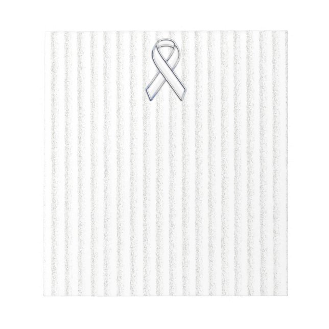 White Ribbon Awareness on Vertical Stripes Notepad (Front)
