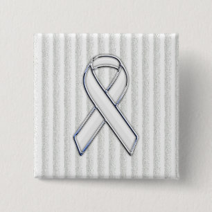 White Ribbon Awareness Stripes 15 Cm Square Badge