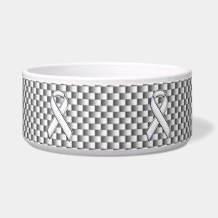 White Ribbon Awareness White Carbon Fibre Print