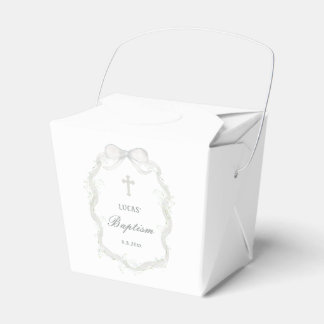 White Ribbon Baby's Breath Baptism Take Out Favour Box