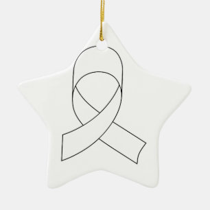 White Ribbon Drawing Ceramic Tree Decoration