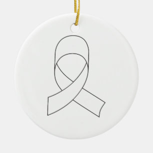 White Ribbon Drawing Ceramic Tree Decoration