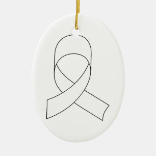 White Ribbon Drawing Ceramic Tree Decoration