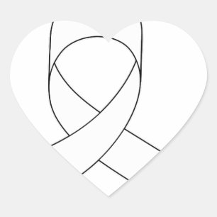 White Ribbon Drawing Heart Sticker