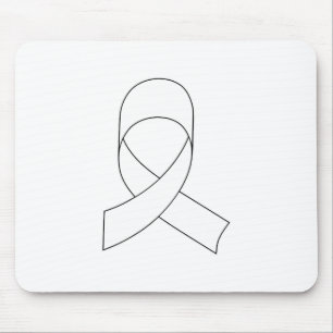 White Ribbon Drawing Mouse Pad