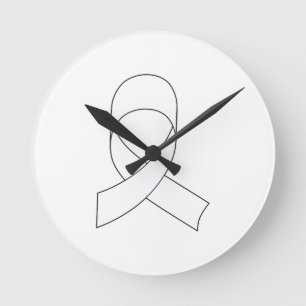 White Ribbon Drawing Round Clock