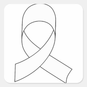 White Ribbon Drawing Square Sticker