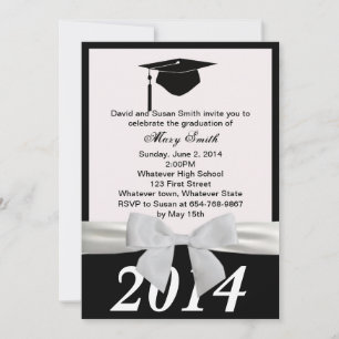 White Ribbon Graduation Invitation