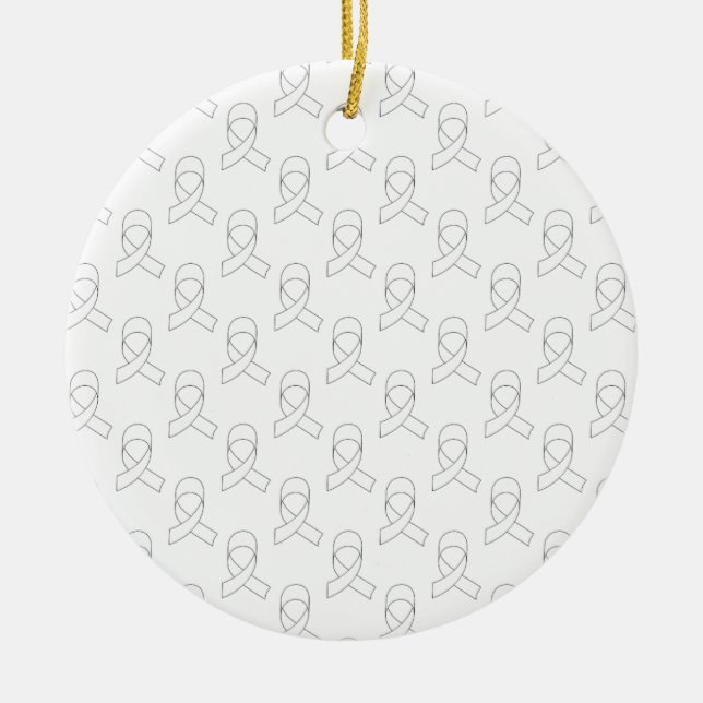 White Ribbon Pattern Ceramic Tree Decoration (Front)