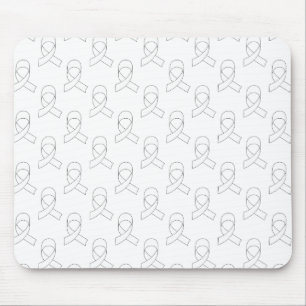 White Ribbon Pattern Mouse Pad