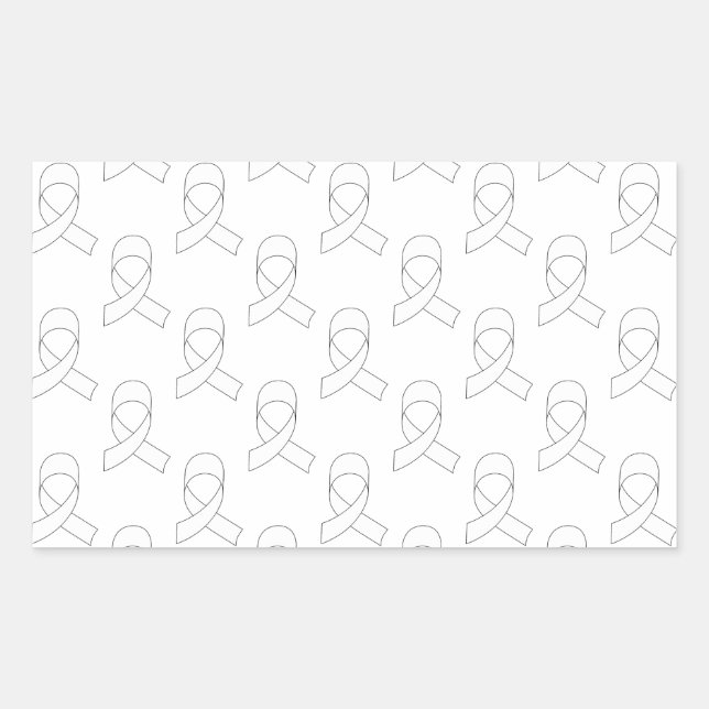 White Ribbon Pattern Rectangular Sticker (Front)