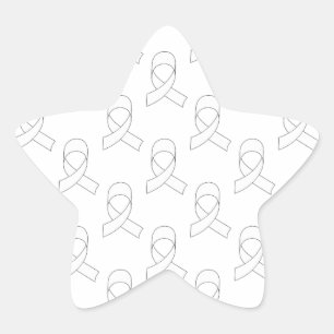 White Ribbon Pattern Star Sticker