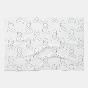 White Ribbon Pattern Tea Towel