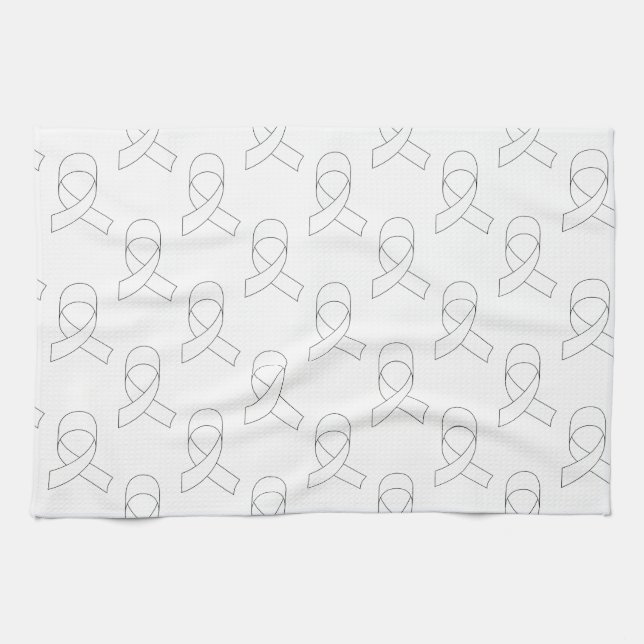 White Ribbon Pattern Tea Towel (Horizontal)