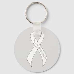 White Ribbon Support Awareness Key Ring