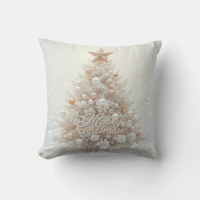 white Ribbon Tree Cushion (Front)