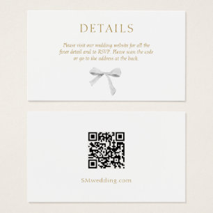 White    Ribbon Wedding Details QR Enclosure Card