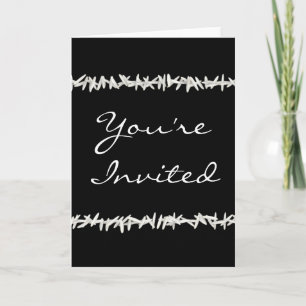 White Rice on Black Wedding Invitation