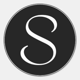 White Ring BT Black Monogram Classic Round Sticker