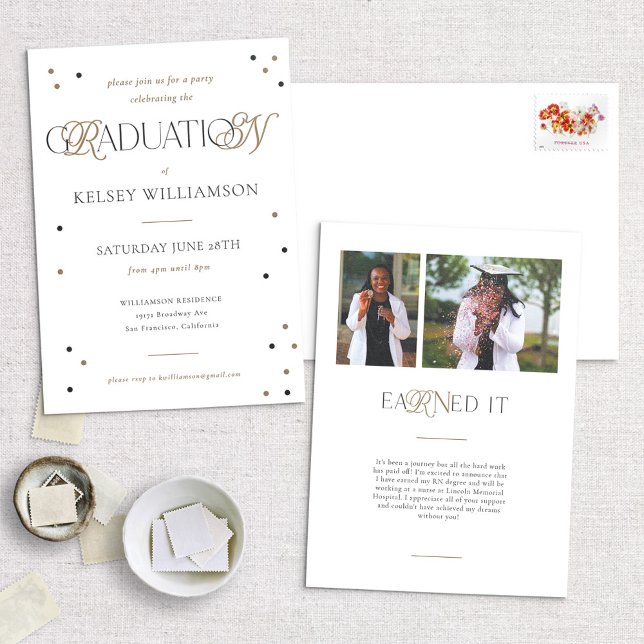 White RN Nurse Degree Graduation Party Invitation (Creator Uploaded)