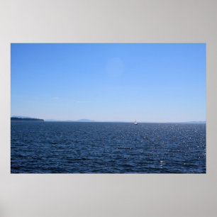 White Rock beach,BC, Canada. Sea, sky, and boat. Poster