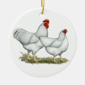 White Rock Chickens Ceramic Tree Decoration