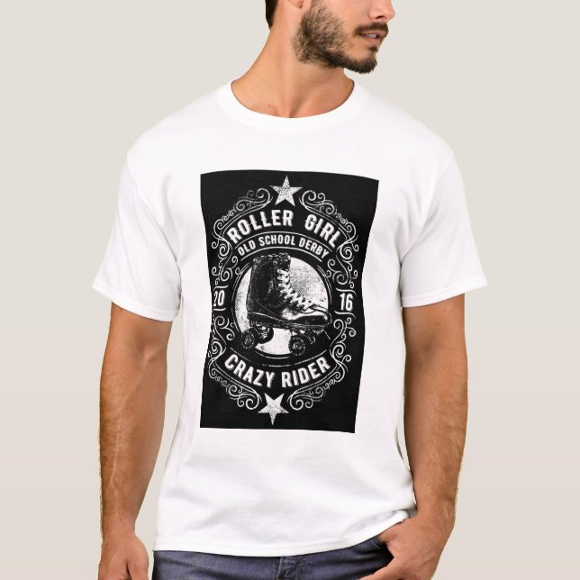 White Roller Girl Crazy Rider Graphic Tee (Front)