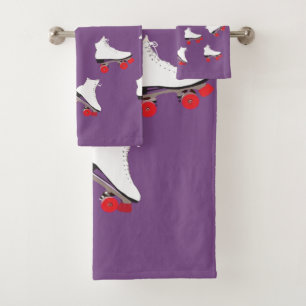 White Roller Skates  Bathroom Towel Set