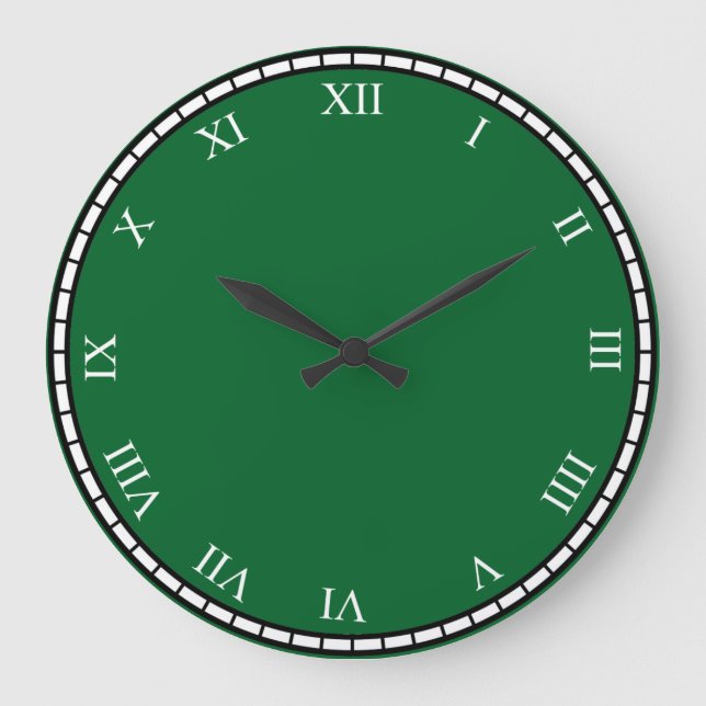 White Roman Numbers Face & Trim Round Clock (Front)