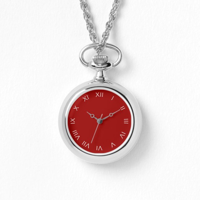 White Roman Numbers On Red wacnt Watch (Front)