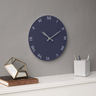 White Roman Numbers Round Clock  Personalise It