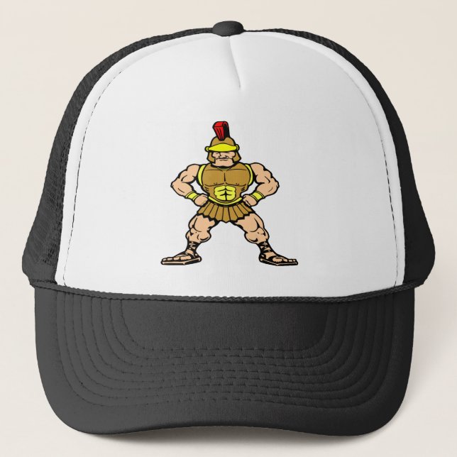 White Roman Spartan Warrior Trucker Hat (Front)